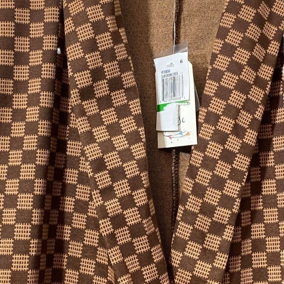 NWT Hippie Rose Jacket M/L Brown Checkerboard Stretch Knit Blazer - Picture 10 of 14